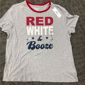 Nautica Red and White Womens XL T-Shirt